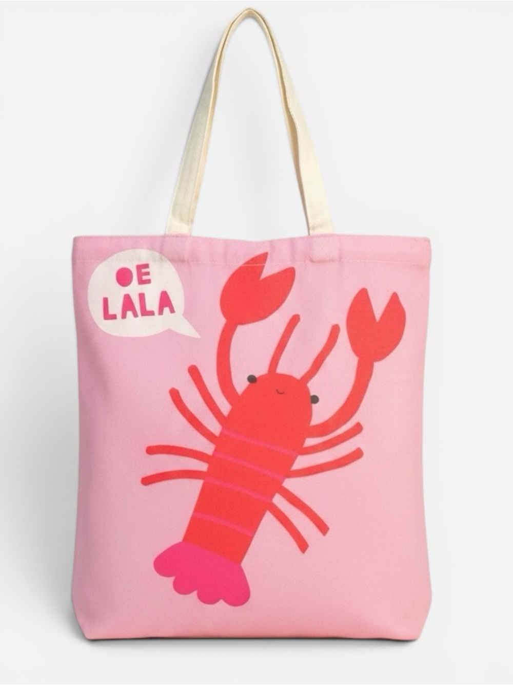 Pink Lobster Graphic Canvas Tote Bag NWT | Funny Coastal Beach Tote